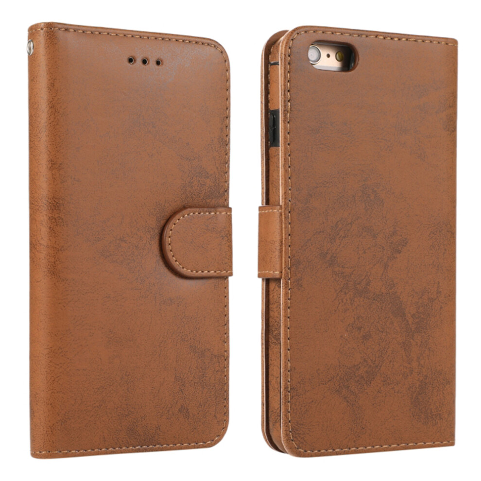 (Brown) For Iphone 6 / 6S Wallet Case Retro Matte Magnetic Detachable Pu Leather Tpu Phone Cover Brown 6914297567563