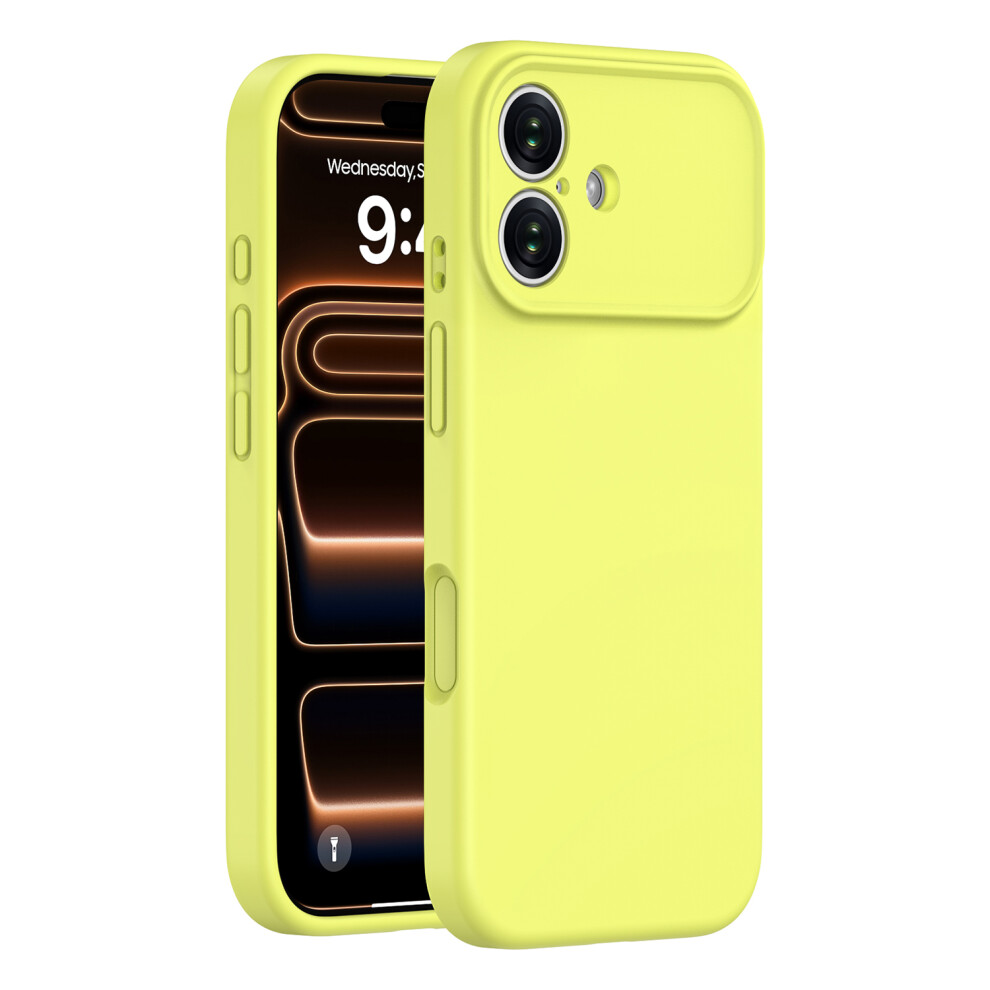 (Yellowgreen) For Iphone 17 Case Precision Fit Pc + Liquid Silicone Protective Phone Cover With Microfiber Lining 6914292609961