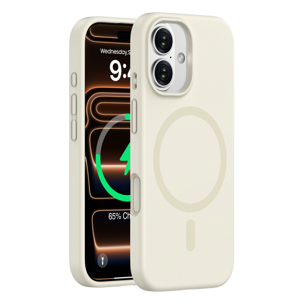 (Antique ) For Iphone 17 Case Compatible With Magsafe Pc + Liquid Silicone Phone Cover White 6914296673982