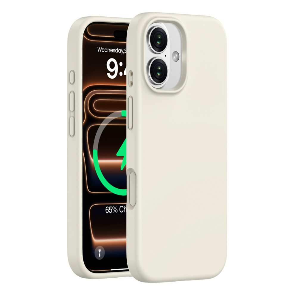(Antique ) For Iphone 17 Magnetic Case Pc + Liquid Silicone Anti-Scratch Phone Cover White 6914298023228