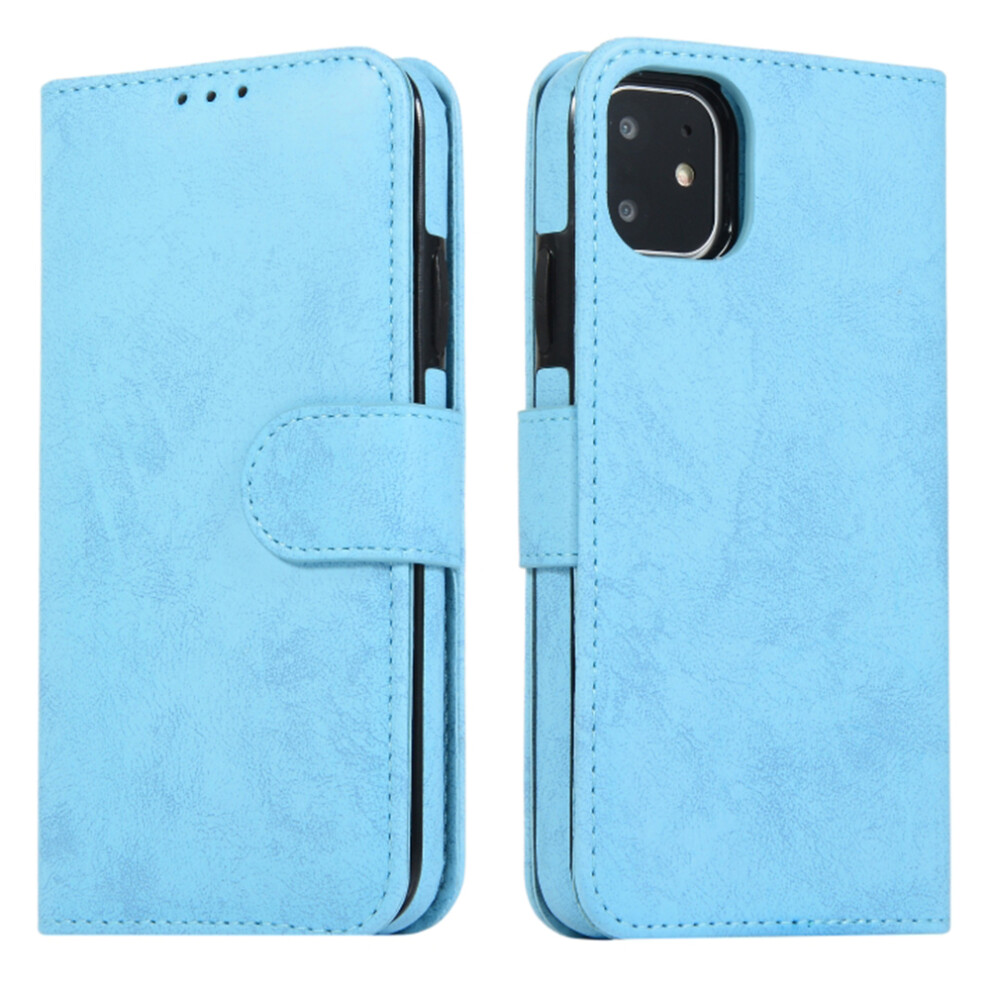 (Sky ) For Iphone 11 Wallet Case Retro Matte Magnetic Detachable Pu Leather Tpu Phone Cover Blue 6914294507920