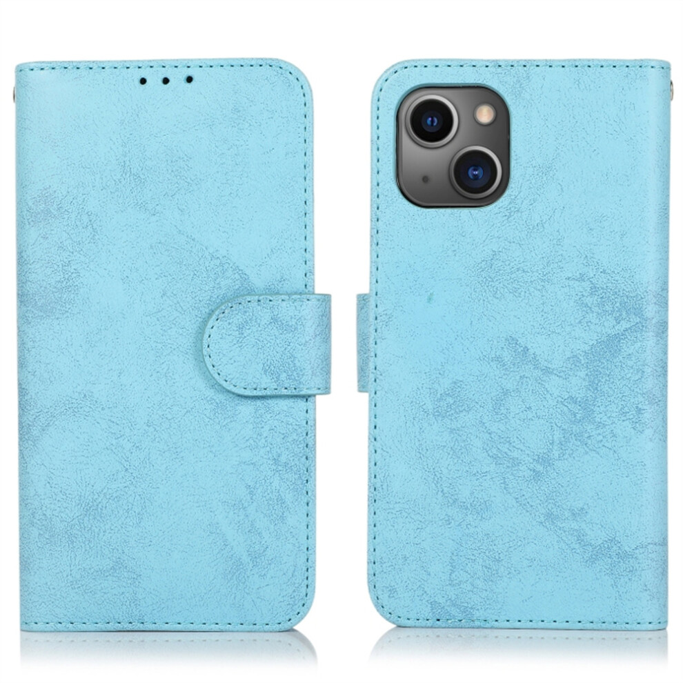 (Sky ) For Iphone 13 Wallet Case Retro Matte Magnetic Detachable Pu Leather Tpu Phone Cover Blue 6914298298701