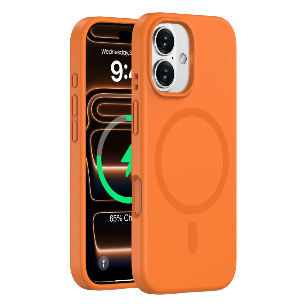 (Fluorescent ) For Iphone 17 Case Compatible With Magsafe Pc + Liquid Silicone Phone Cover Orange 6914299879152