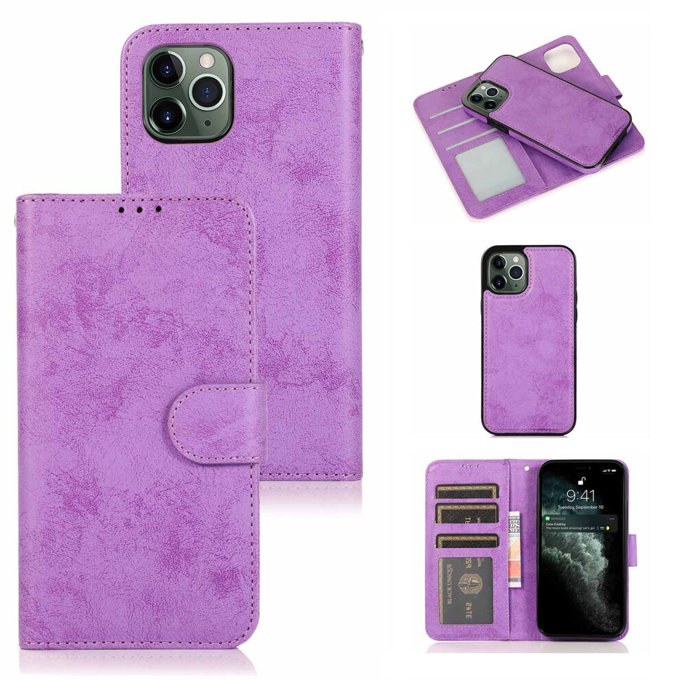 (Purple) For Iphone 16 Pro Wallet Case Retro Matte Magnetic Detachable Pu Leather Tpu Phone Cover Purple 6914293694263