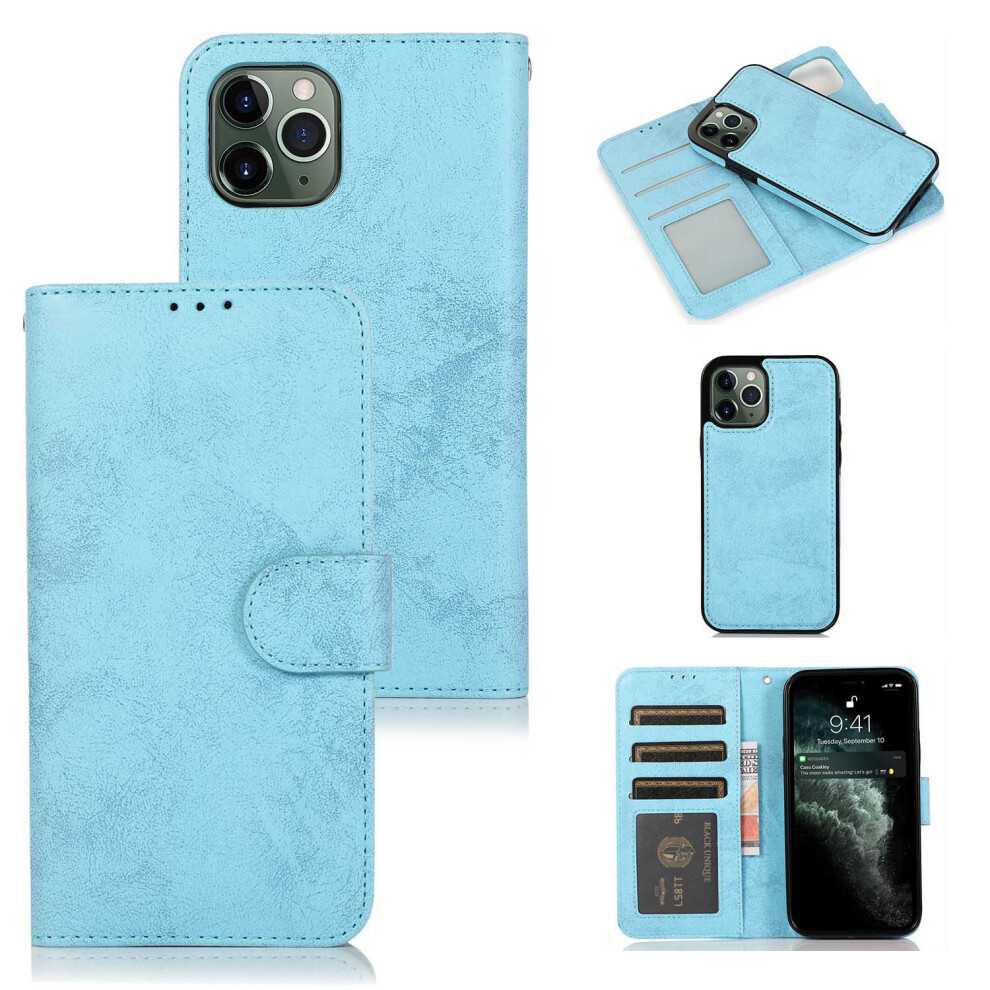 (Sky ) For Iphone 16 Pro Wallet Case Retro Matte Magnetic Detachable Pu Leather Tpu Phone Cover Blue 6914292700026