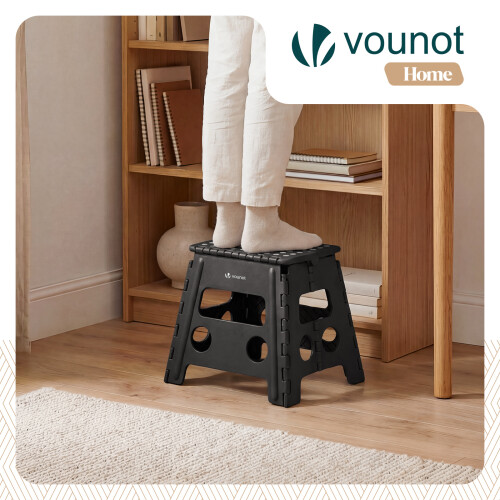 VOUNOT Folding Step Stool,Anti-Slip Folding Stool,37x30x32.5 cm Black 1