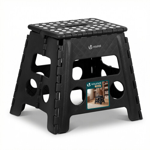 VOUNOT Folding Step Stool,Anti-Slip Folding Stool,37x30x32.5 cm Black