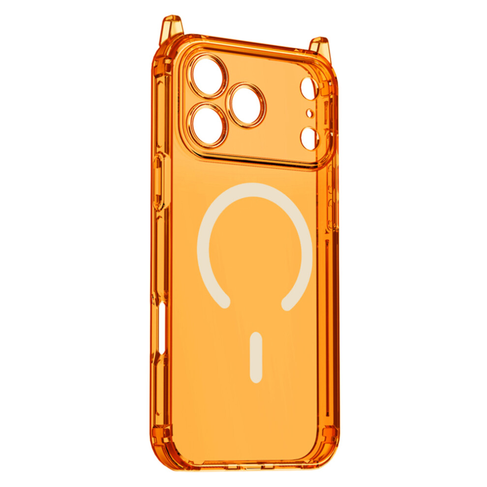 (Transparent ) For Iphone 17 Pro Max Magnetic Case Tpu Shockproof Clear Phone Cover With Removable Corner Pads Compatible With Magsafe Orange 6914292170157