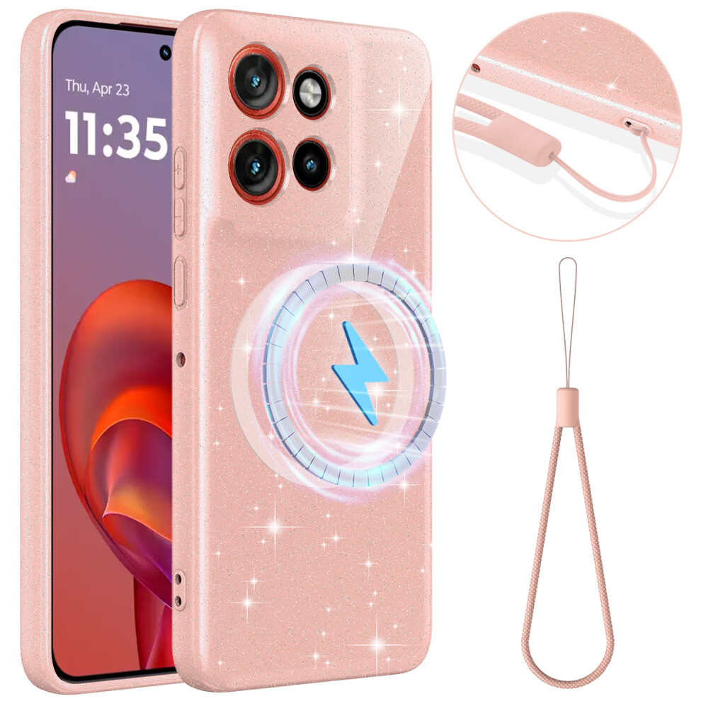 (Pink) Magnetic Case For Motorola Edge 60 Neo 5G / Edge 50 Neo 5G / Moto S50 5G / Thinkphone 25 5G Glitter Tpu Shockproof Phone Pink 6914296600858