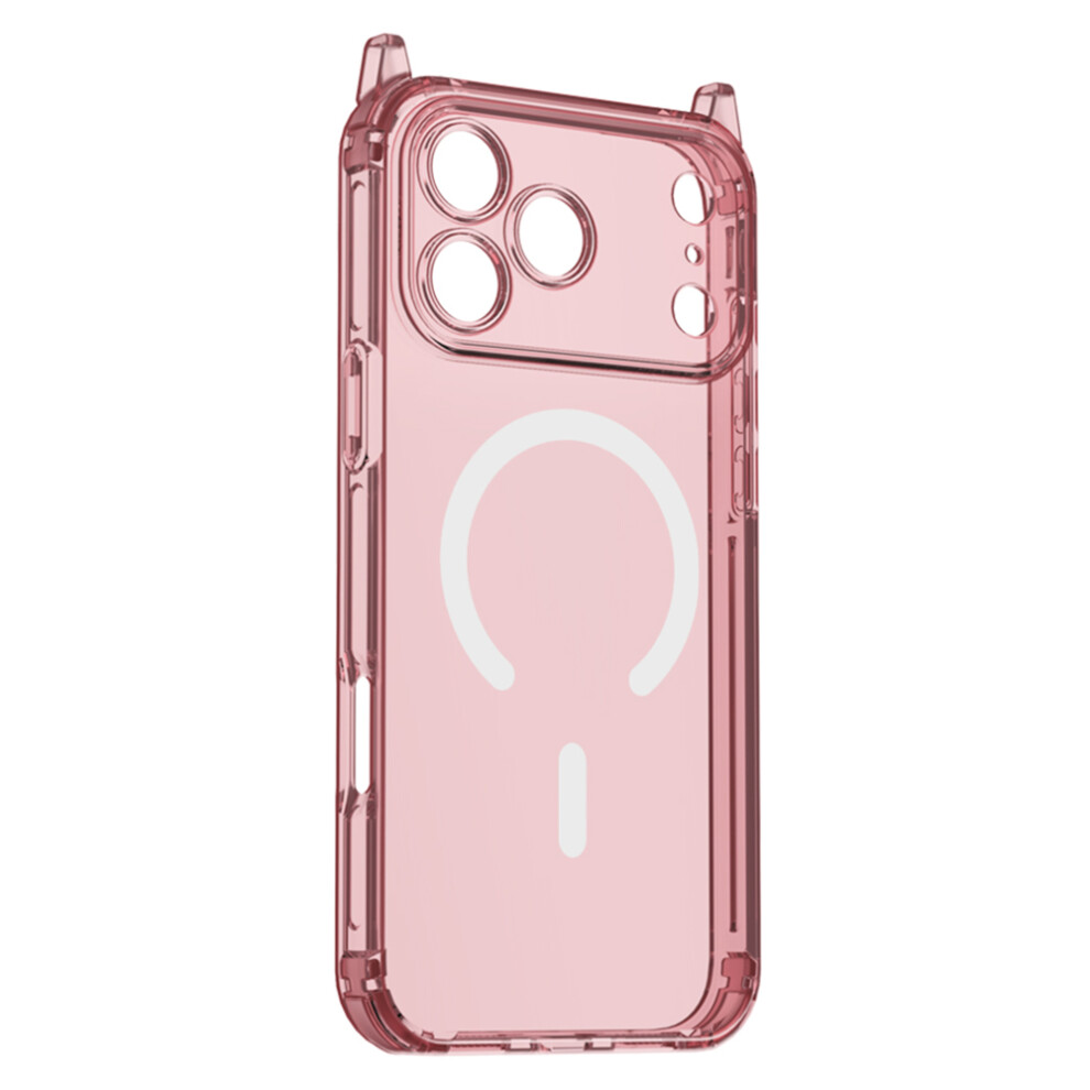 (Transparent ) For Iphone 17 Pro Max Magnetic Case Tpu Shockproof Clear Phone Cover With Removable Corner Pads Compatible With Magsafe Pink 6914296280715