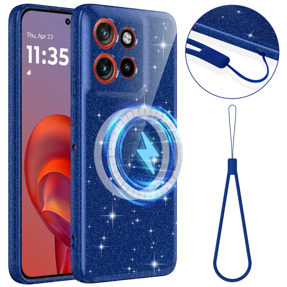 (Blue) Magnetic Case For Motorola Edge 60 Neo 5G / Edge 50 Neo 5G / Moto S50 5G / Thinkphone 25 5G Glitter Tpu Shockproof Phone Blue 6914297883991