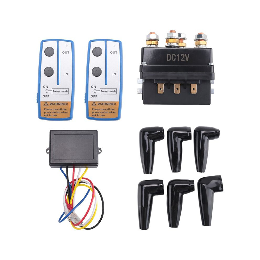 12V 500A Winch Solenoid Relay Contactor+ Wireless Winch Remote Control Kit For Truck Atv 5500-12000Lbs Winch (500A) Black 6032402021578