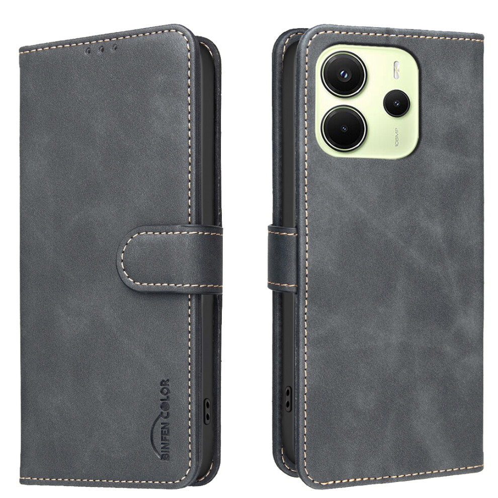 (Black) For Xiaomi Redmi Note 14 4G (163.25Mm) / Xiaomi Redmi Note 14 4G (164.84Mm) Bf37 Case Rfid Blocking Wallet Stand Leathe Black 6914296323399