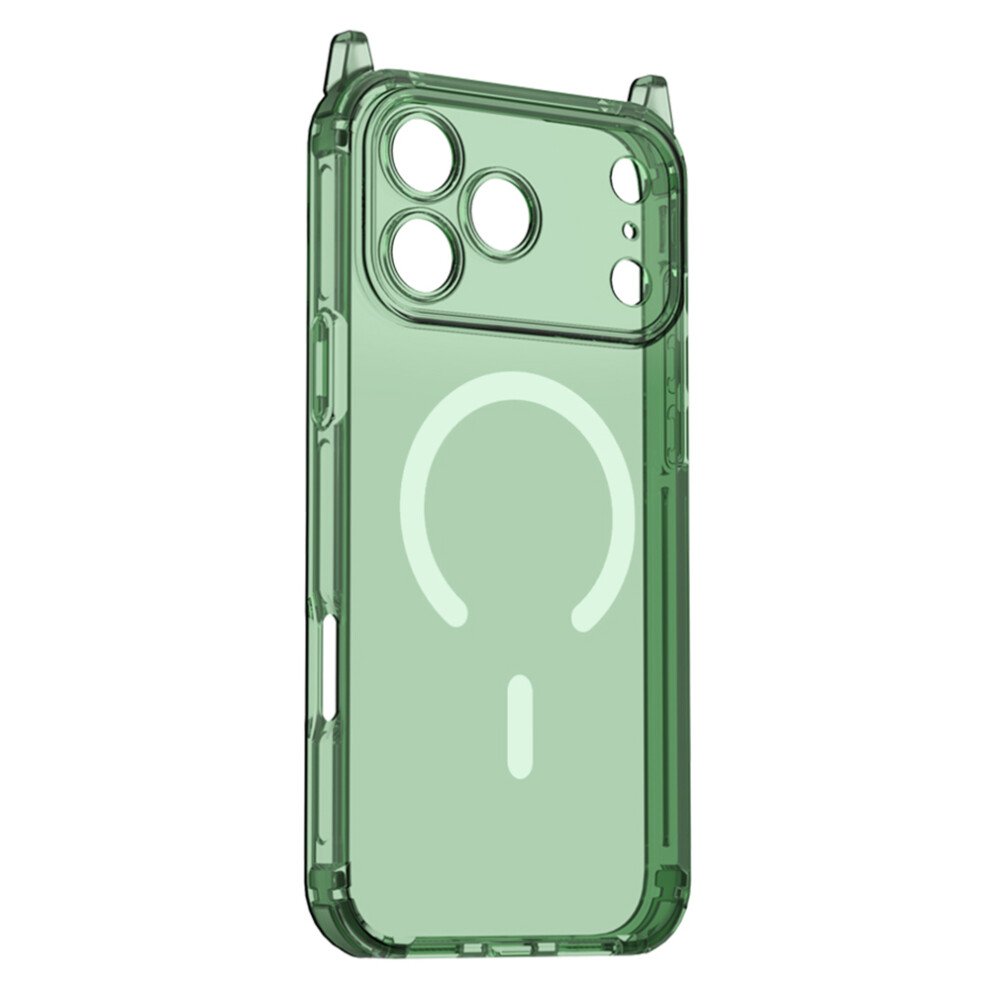 (Transparent ) For Iphone 17 Pro Magnetic Case Tpu Shockproof Clear Phone Cover With Removable Corner Pads Compatible With Magsafe Green 6914292414022