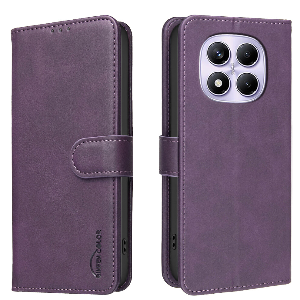 (Dark ) For Xiaomi Redmi Note 14 Pro 4G Bf37 Case Rfid Blocking Wallet Stand Leather Phone Cover Purple 6914293654373