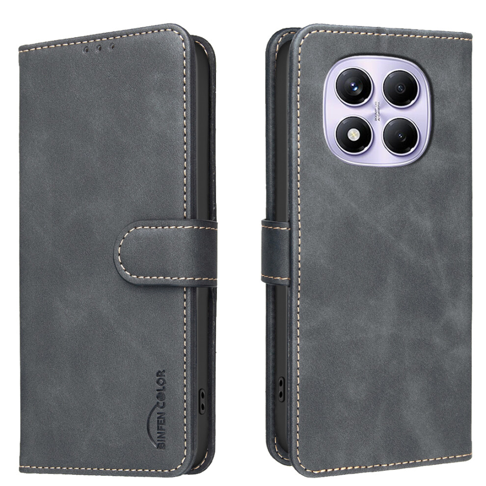 (Black) For Xiaomi Redmi Note 14 Pro 4G Bf37 Case Rfid Blocking Wallet Stand Leather Phone Cover Black 6914297242422