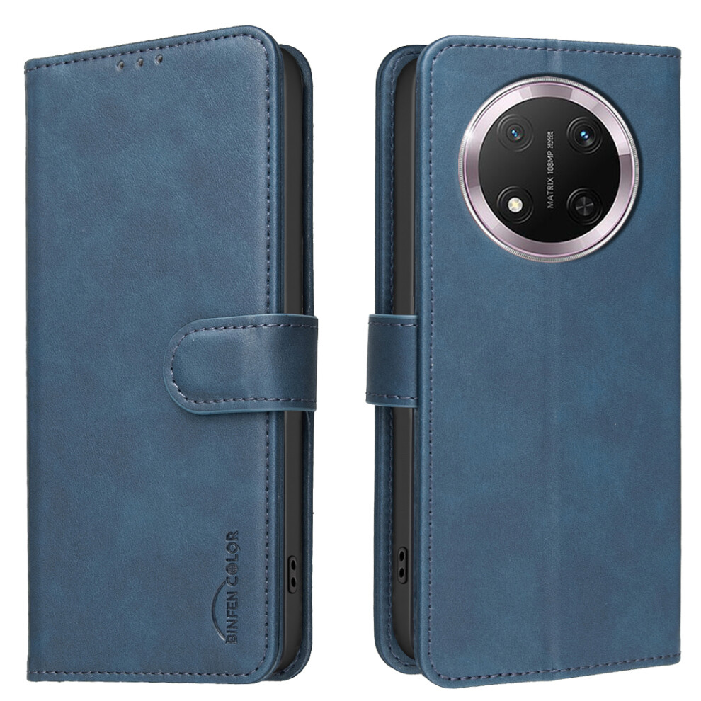(Blue) For Honor Magic7 Lite 5G / Honor X60 Pro 5G / Honor X9c 5G Bf37 Case Rfid Blocking Wallet Stand Leather Phone Cover Blue 6914299760863