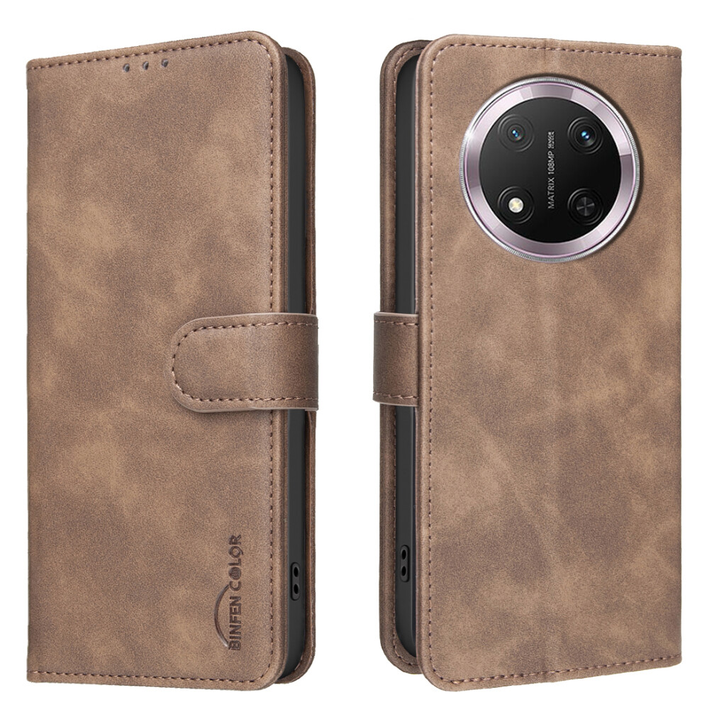 (Brown) For Honor Magic7 Lite 5G / Honor X60 Pro 5G / Honor X9c 5G Bf37 Case Rfid Blocking Wallet Stand Leather Phone Cover Brown 6914293773654