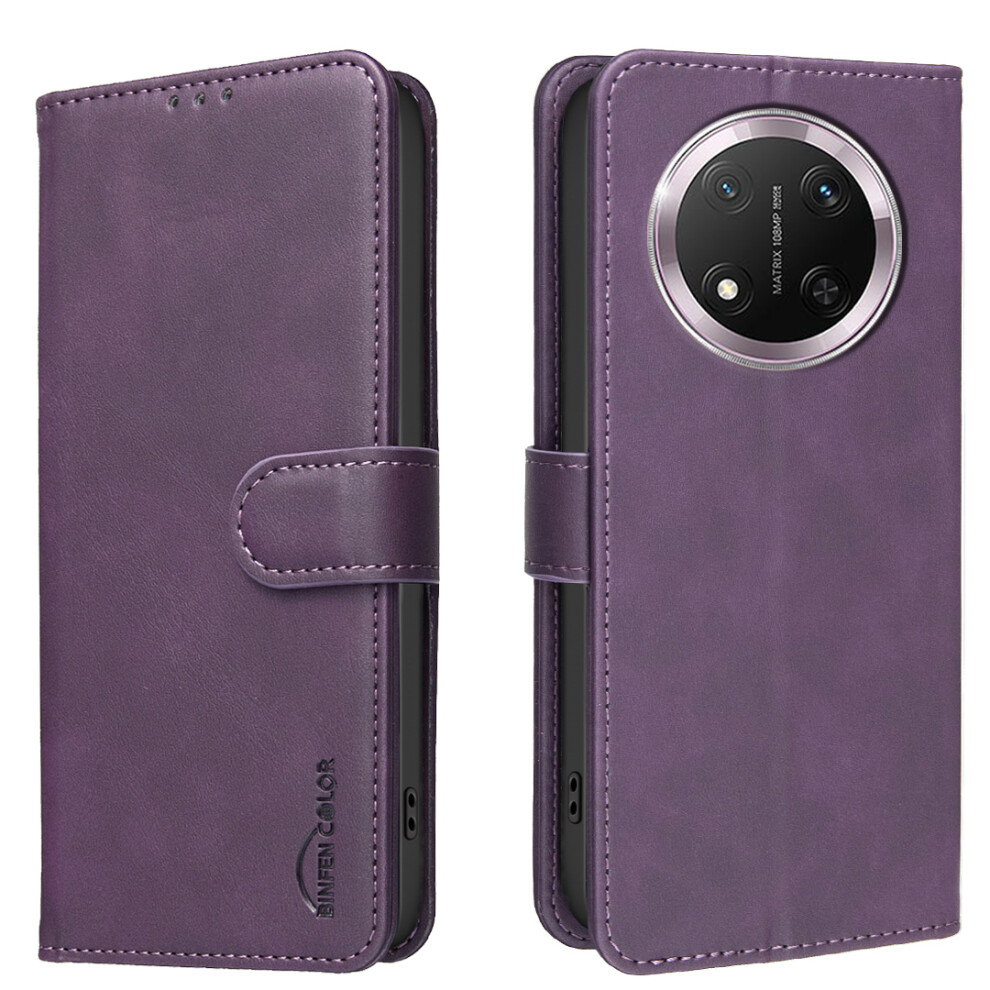 (Dark ) For Honor Magic7 Lite 5G / Honor X60 Pro 5G / Honor X9c 5G Bf37 Case Rfid Blocking Wallet Stand Leather Phone Cover Purple 6914299892380