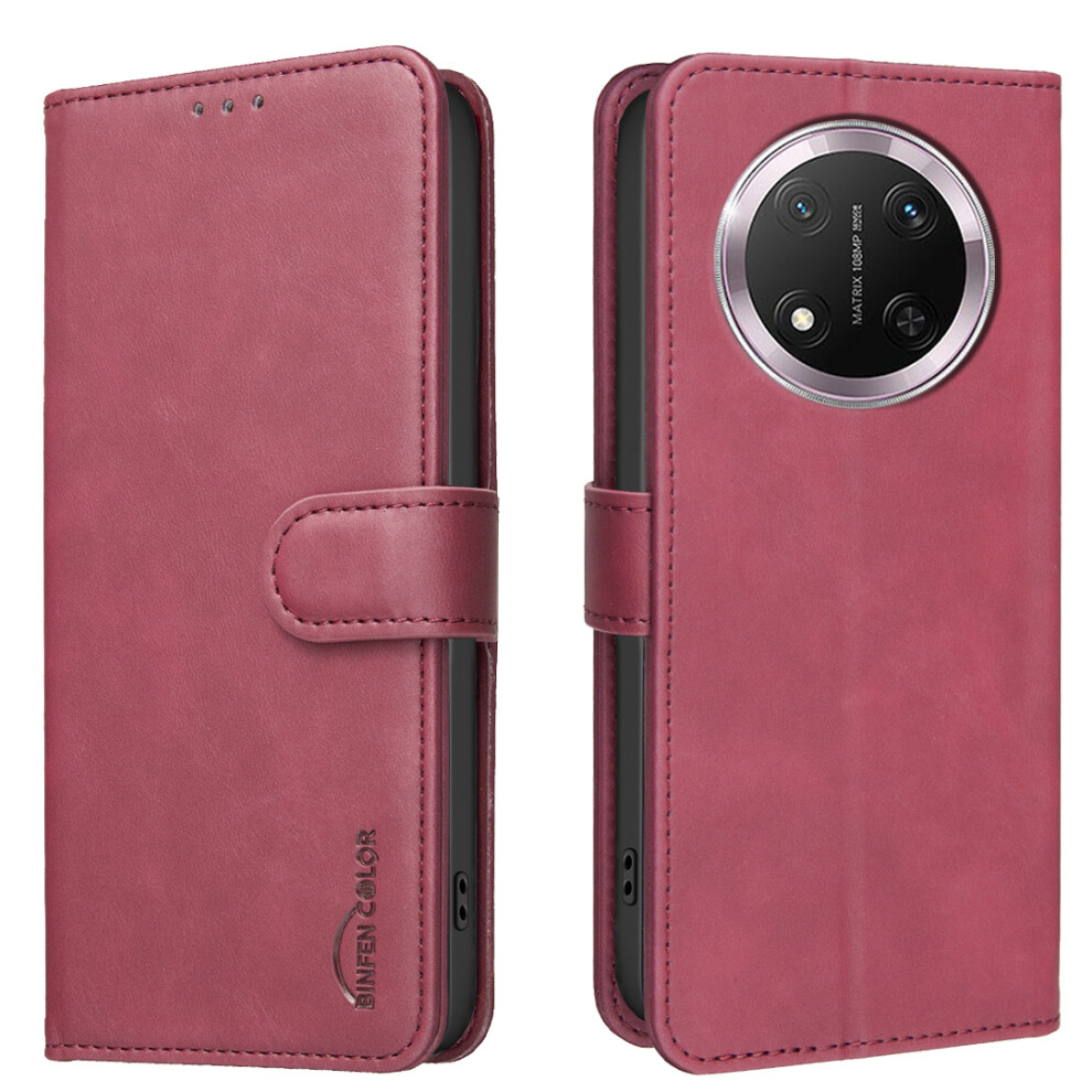 (Red) For Honor Magic7 Lite 5G / Honor X60 Pro 5G / Honor X9c 5G Bf37 Case Rfid Blocking Wallet Stand Leather Phone Cover Red 6914298777138
