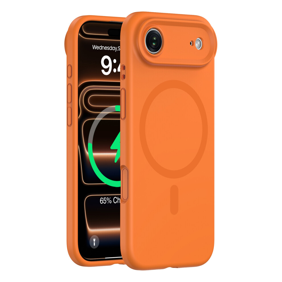 (Fluorescent ) For Iphone Air Case Compatible With Magsafe Precision Fit Pc + Liquid Silicone Protective Phone Cover Orange 6914290766796