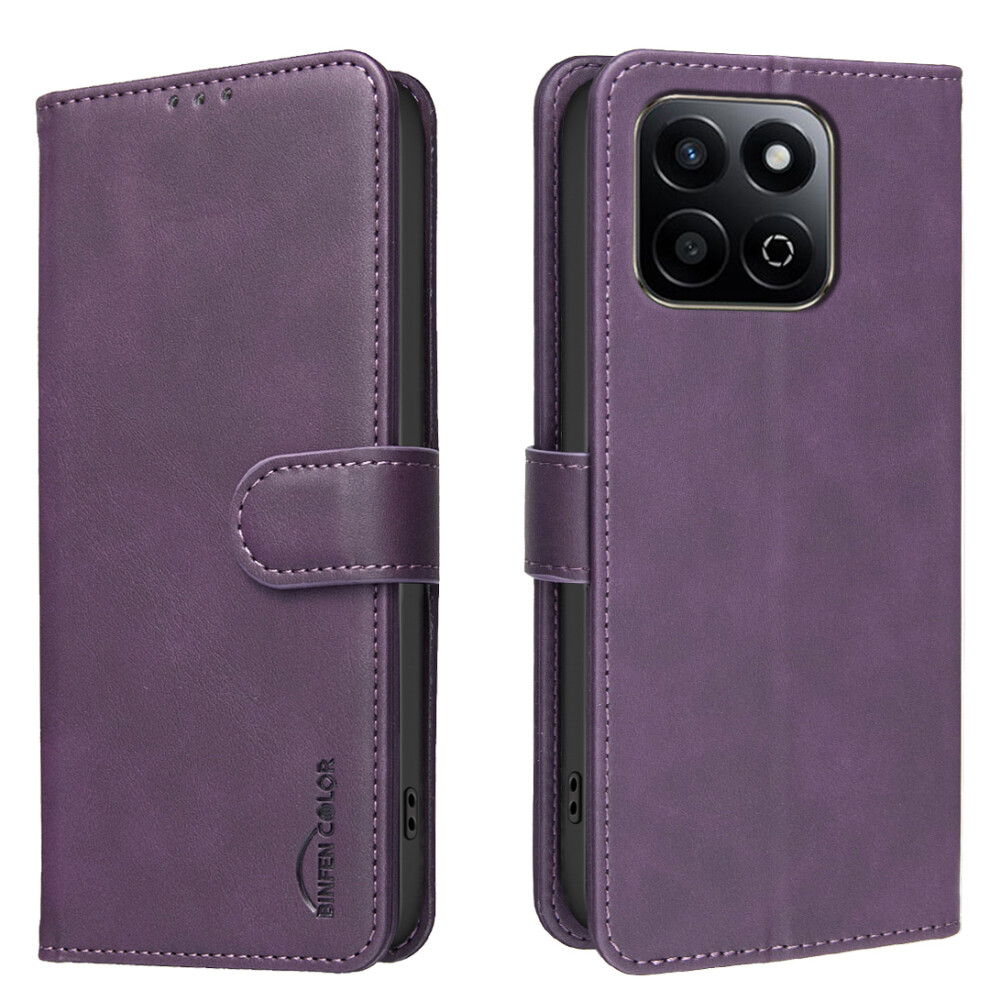 (Dark ) For Honor X7c 4G / Honor X7c 5G Bf37 Case Rfid Blocking Wallet Stand Leather Phone Cover Purple 6914292640179