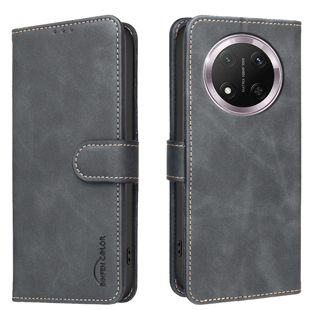 (Black) For Honor Magic7 Lite 5G / Honor X60 Pro 5G / Honor X9c 5G Bf37 Case Rfid Blocking Wallet Stand Leather Phone Cover Black 6914297667614