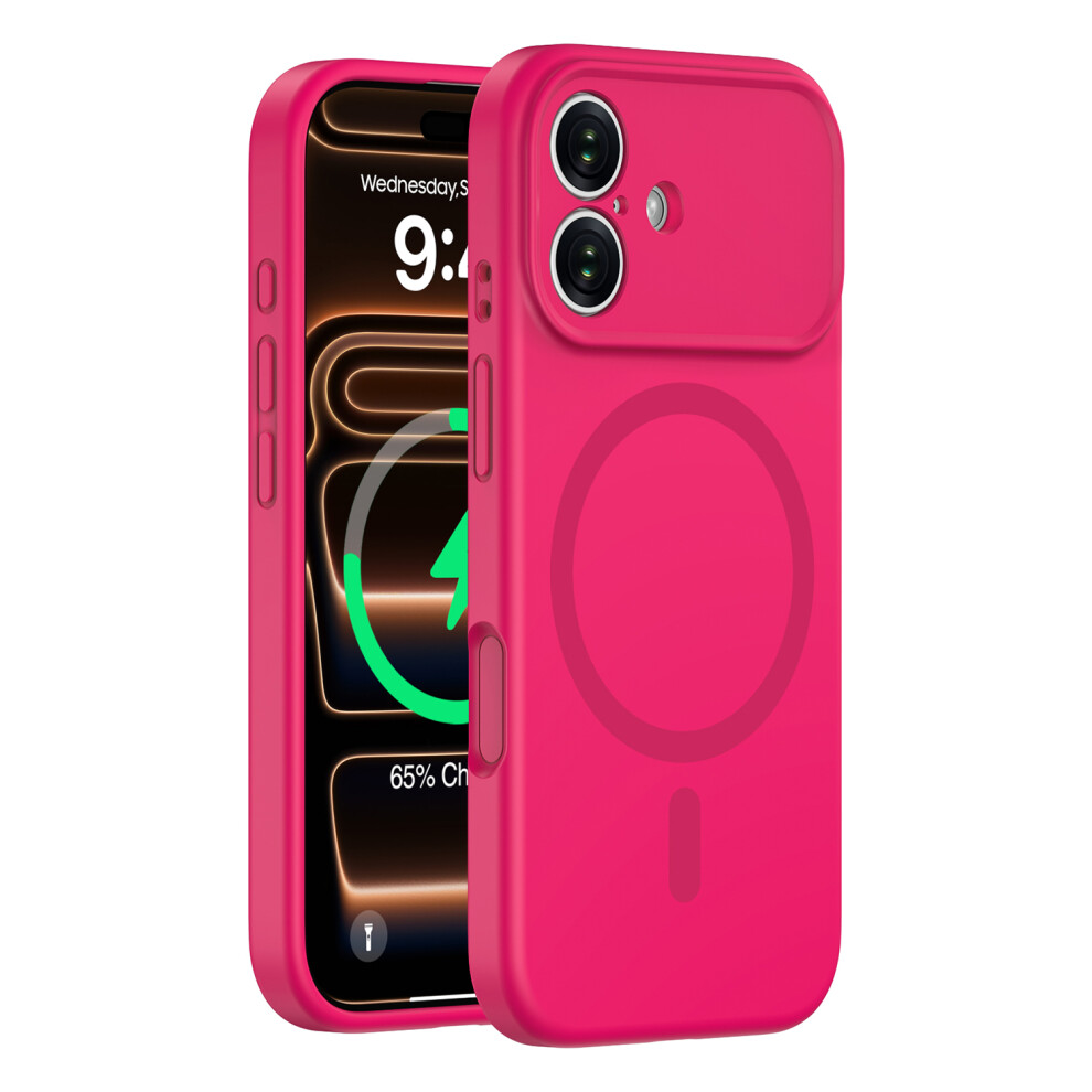 (Fluorescent ) For Iphone 17 Case Compatible With Magsafe Precision Fit Pc + Liquid Silicone Protective Phone Cover Red 6914291332129