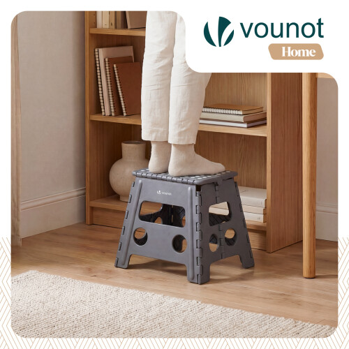 VOUNOT Folding Step Stool, Anti-Slip Folding Stool,37x30x32.5 cm Grey 1