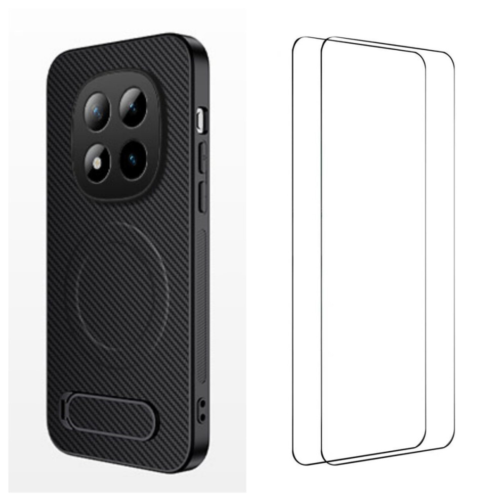 (Black) Wanlonfeng For Xiaomi Redmi Note 15 5G (Global) / Xiaomi Poco M8 5G Magnetic Case With 2Pcs Tempered Glass Films Qt1 Se Black 6914298474976