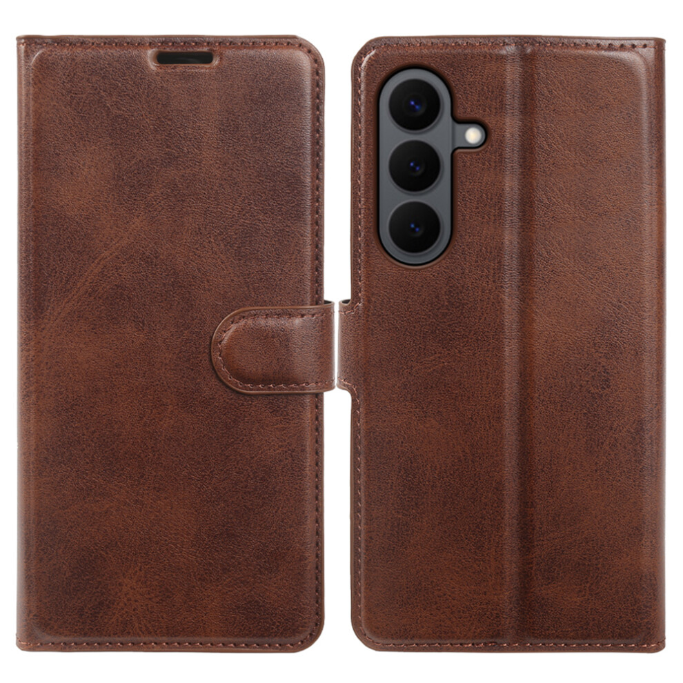 (Brown) For Samsung Galaxy S26+ Case Stand Wallet Calf Texture Pu Leather Flip Phone Cover Brown 6914292113147