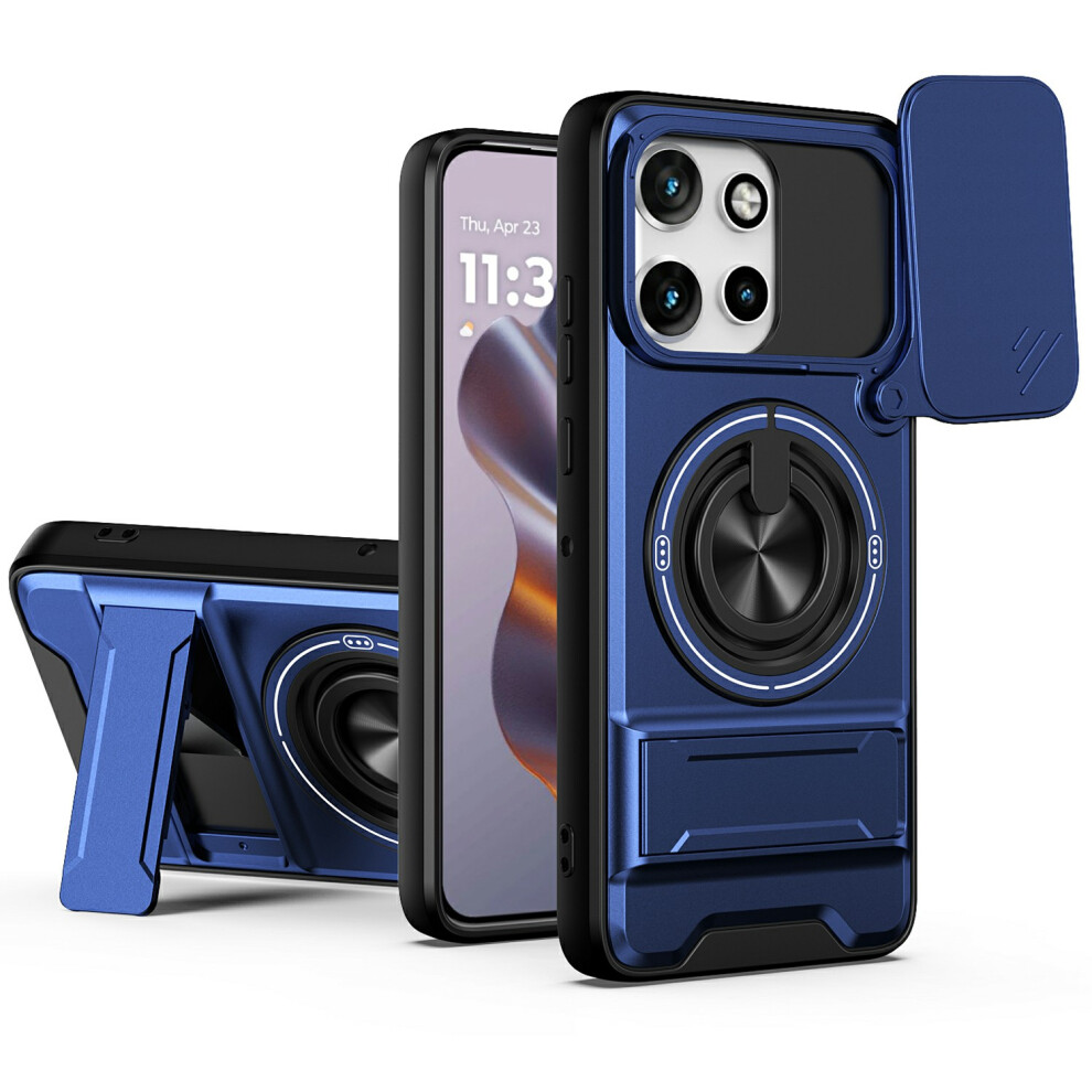 (Blue) For Motorola Edge 60 Neo 5G / Edge 50 Neo 5G / Moto S50 5G / Thinkphone 25 5G Magnetic Case Ring Holder Foldable Kicksta Blue 6914293092670