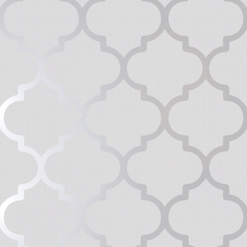 Grey Silver Trellis Wallpaper Metallic Shimmer Feature Wall