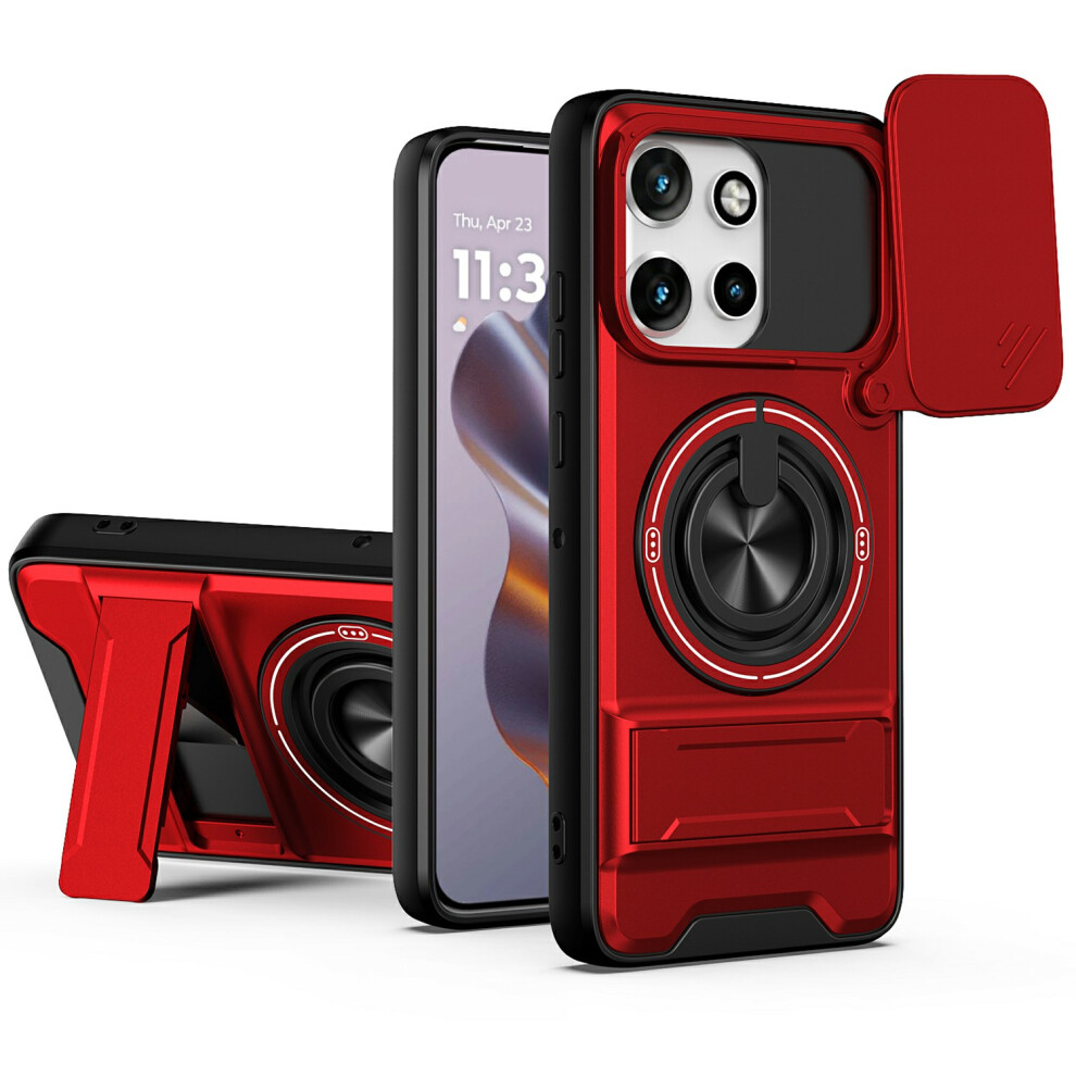 (Red) For Motorola Edge 60 Neo 5G / Edge 50 Neo 5G / Moto S50 5G / Thinkphone 25 5G Magnetic Case Ring Holder Foldable Kicksta Red 6914297105468