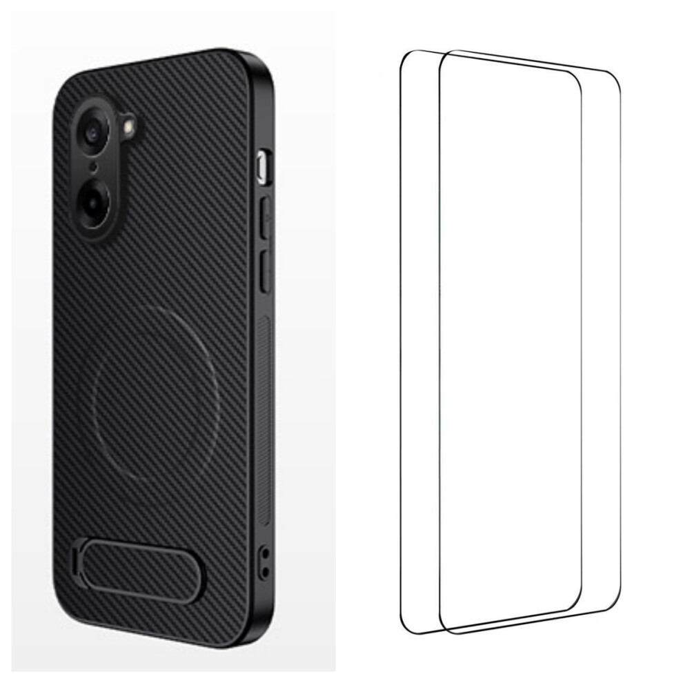 (Black) Wanlonfeng For Oneplus Ace 5 Racing 5G / Oneplus Nord Ce5 5G Magnetic Case With 2Pcs Tempered Glass Films Qt1 Series Ki Black 6914299643722