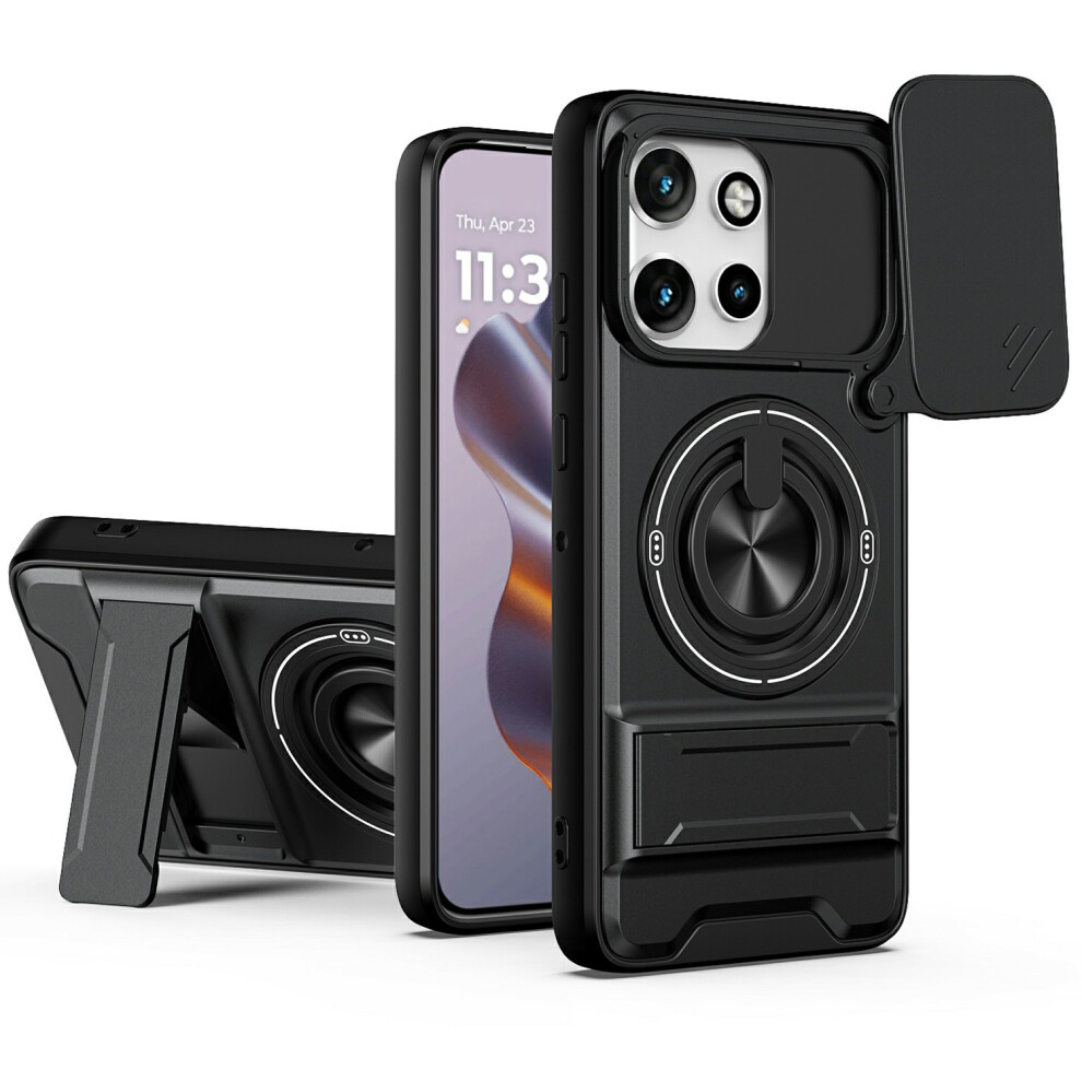 (Black) For Motorola Edge 60 Neo 5G / Edge 50 Neo 5G / Moto S50 5G / Thinkphone 25 5G Magnetic Case Ring Holder Foldable Kicksta Black 6914296280463