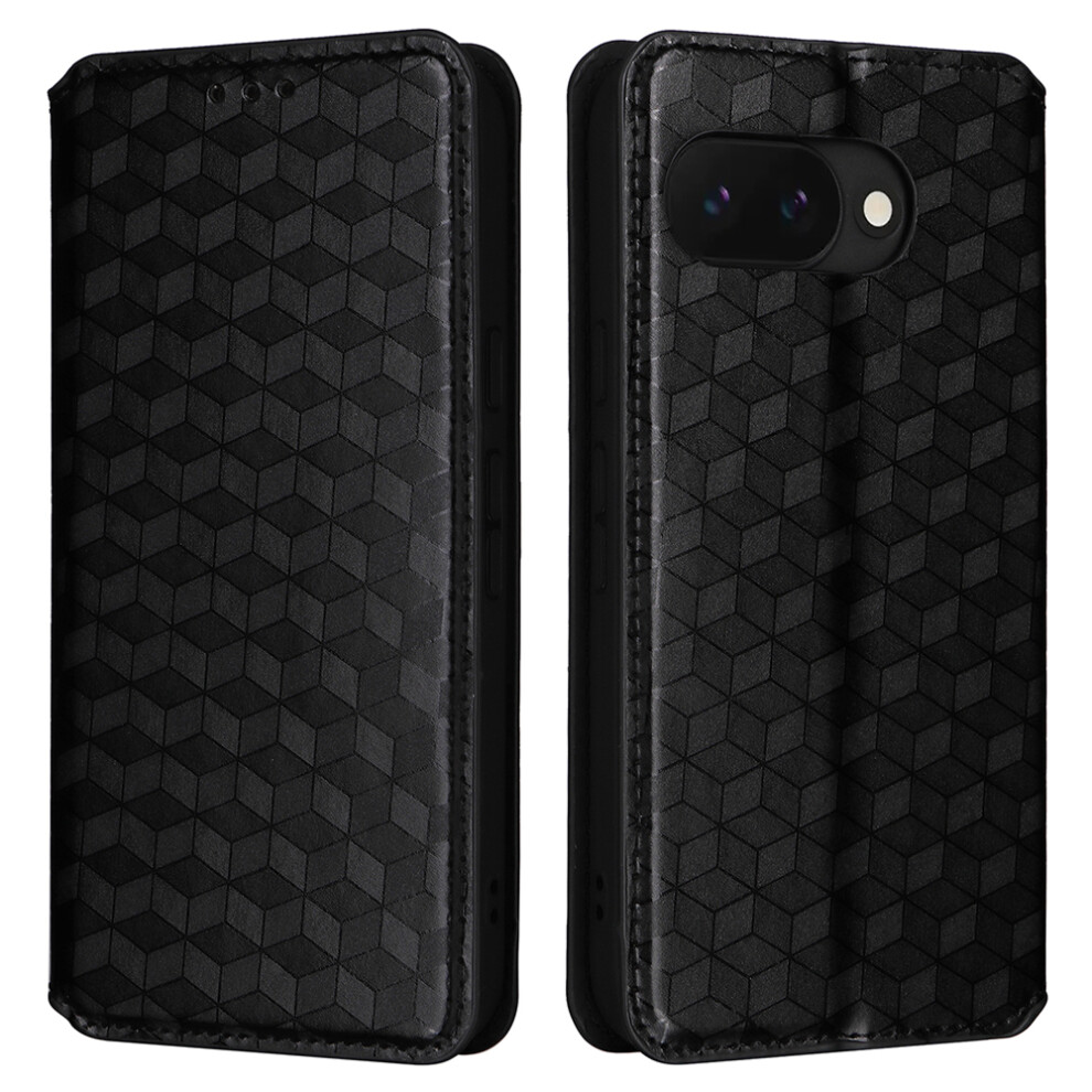 (Black) For Google Pixel 10A Case Wallet Rhombus Imprinted Pu Leather Phone Cover Black 6914291424664