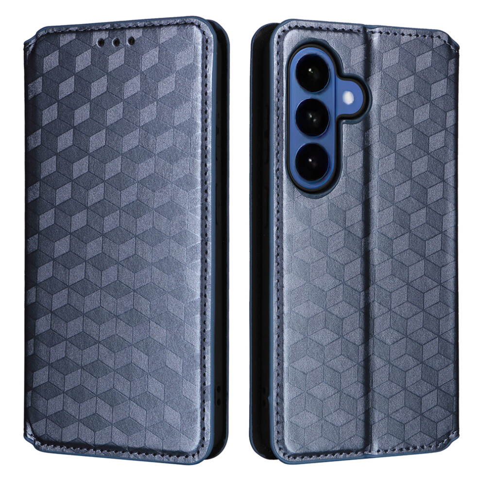 (Blue) For Samsung Galaxy S26+ Case Wallet Rhombus Imprinted Pu Leather Phone Cover Blue 6914295522090