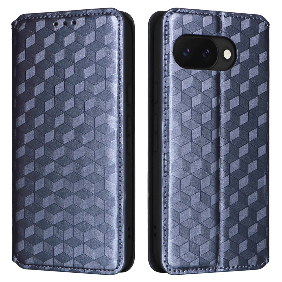 (Blue) For Google Pixel 10A Case Wallet Rhombus Imprinted Pu Leather Phone Cover Blue 6914298110942