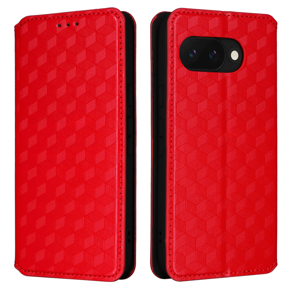 (Red) For Google Pixel 10A Case Wallet Rhombus Imprinted Pu Leather Phone Cover Red 6914295820899