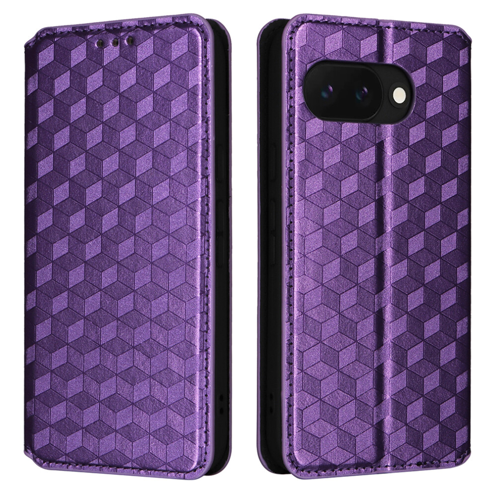 (Purple) For Google Pixel 10A Case Wallet Rhombus Imprinted Pu Leather Phone Cover Purple 6914299655404