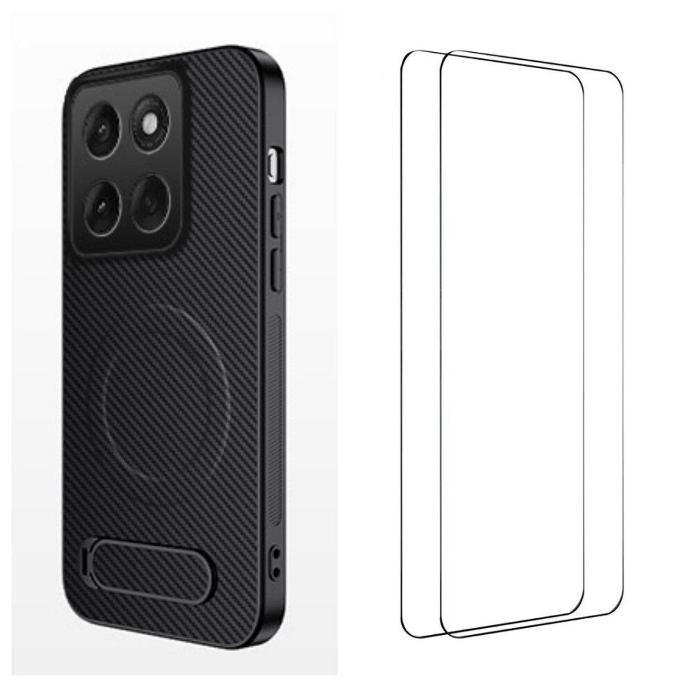 (Black) Wanlonfeng For Motorola Edge 60 Fusion 5G / Motorola Edge 60 5G Magnetic Case With 2Pcs Tempered Glass Films Qt1 Series Black 6914298987995