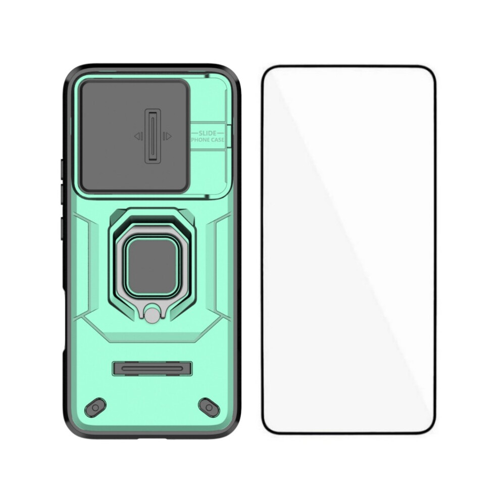 (Green) Wanlonfeng For Honor 400 Lite 5G Case Zdx Series Pc Tpu Kickstand Phone Back Case With Lens Cover + Tempered Glass Green 6914299168744