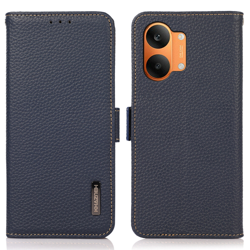 (Blue) Khazneh For Xiaomi Poco X8 Pro Max 5G / Redmi Turbo 5 Max 5G Phone Case Litchi Texture Genuine Cow Leather Cover Rfid Bl Blue 6914290162734