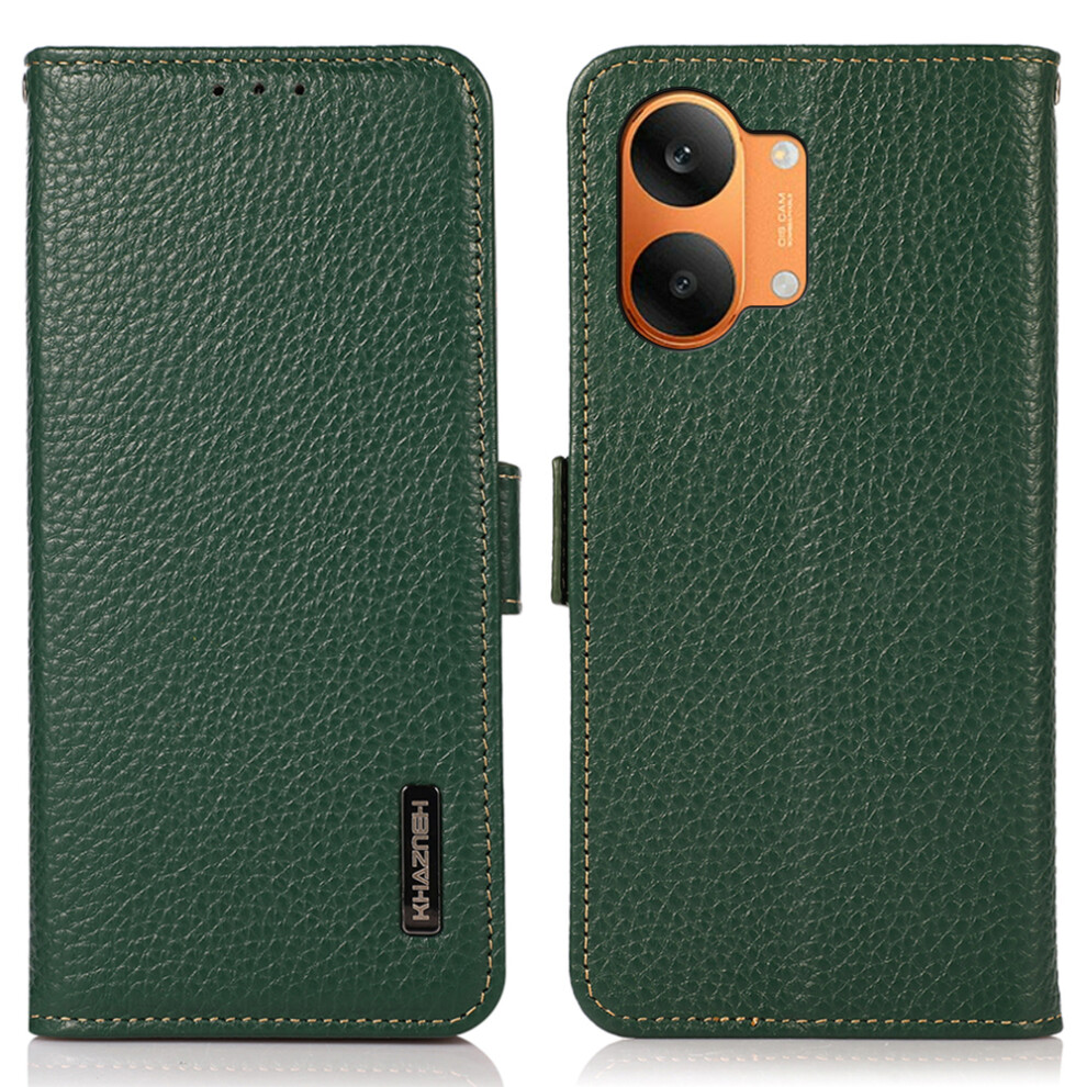 (Green) Khazneh For Xiaomi Poco X8 Pro Max 5G / Redmi Turbo 5 Max 5G Phone Case Litchi Texture Genuine Cow Leather Cover Rfid Bl Green 6914290921195