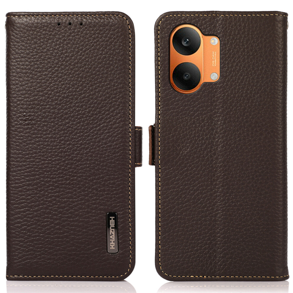 (Brown) Khazneh For Xiaomi Poco X8 Pro Max 5G / Redmi Turbo 5 Max 5G Phone Case Litchi Texture Genuine Cow Leather Cover Rfid Bl Brown 6914293378293