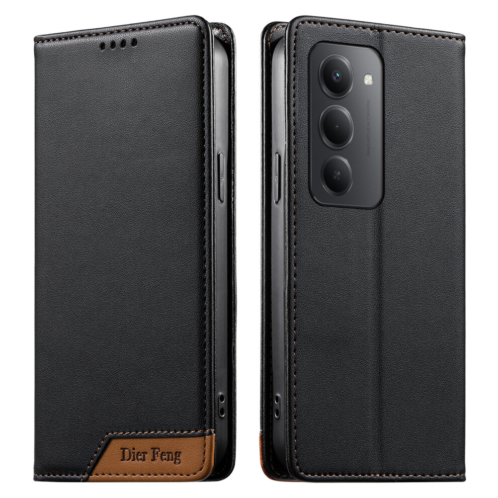 (Black) Df-018 For Xiaomi Redmi 15 5G (Global) (169Mm) Case Rfid Blocking Wallet Leather Phone Cover With Color Splicing Logo Co Black 6914290822324