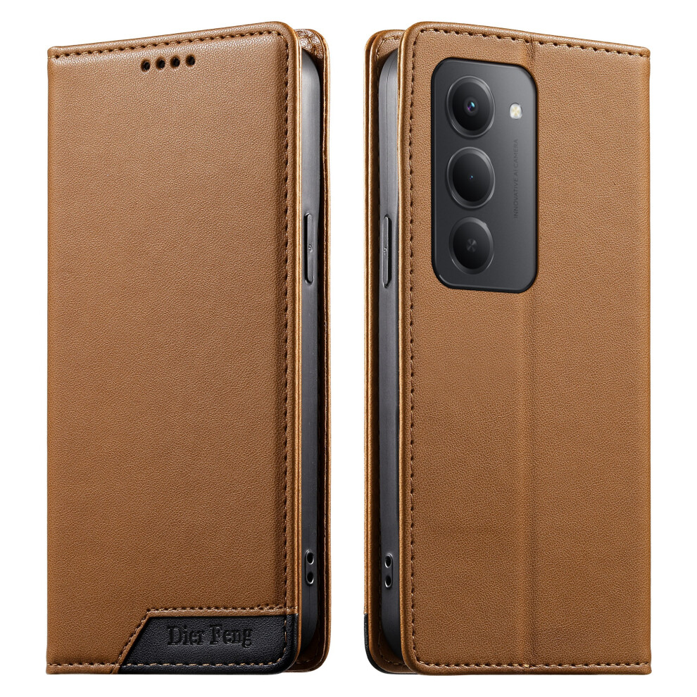 (Brown) Df-018 For Xiaomi Redmi 15 5G (Global) (169Mm) Case Rfid Blocking Wallet Leather Phone Cover With Color Splicing Logo Co Brown 6914295035477