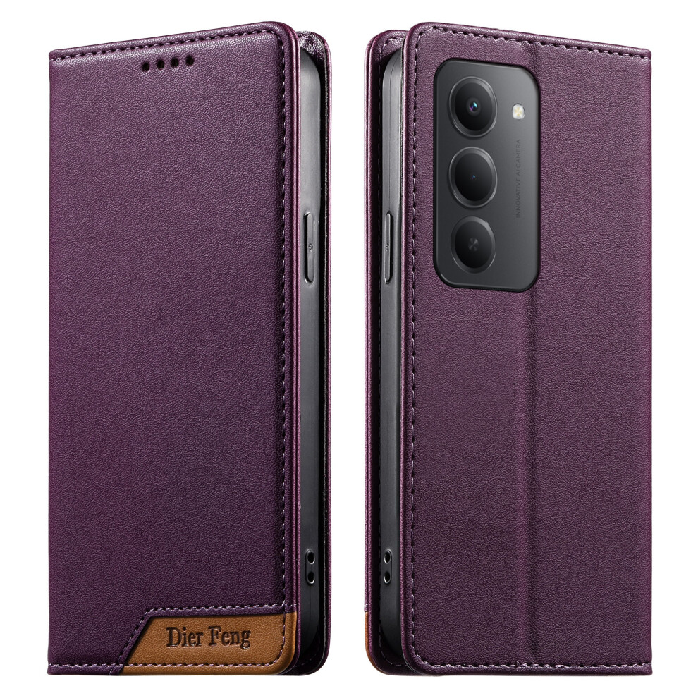 (Purple) Df-018 For Xiaomi Redmi 15 5G (Global) (169Mm) Case Rfid Blocking Wallet Leather Phone Cover With Color Splicing Logo Co Purple 6914293390219