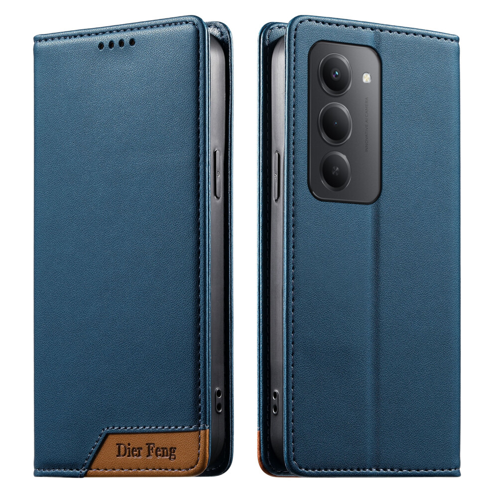 (Blue) Df-018 For Xiaomi Redmi 15 5G (Global) (169Mm) Case Rfid Blocking Wallet Leather Phone Cover With Color Splicing Logo Co Blue 6914291982454